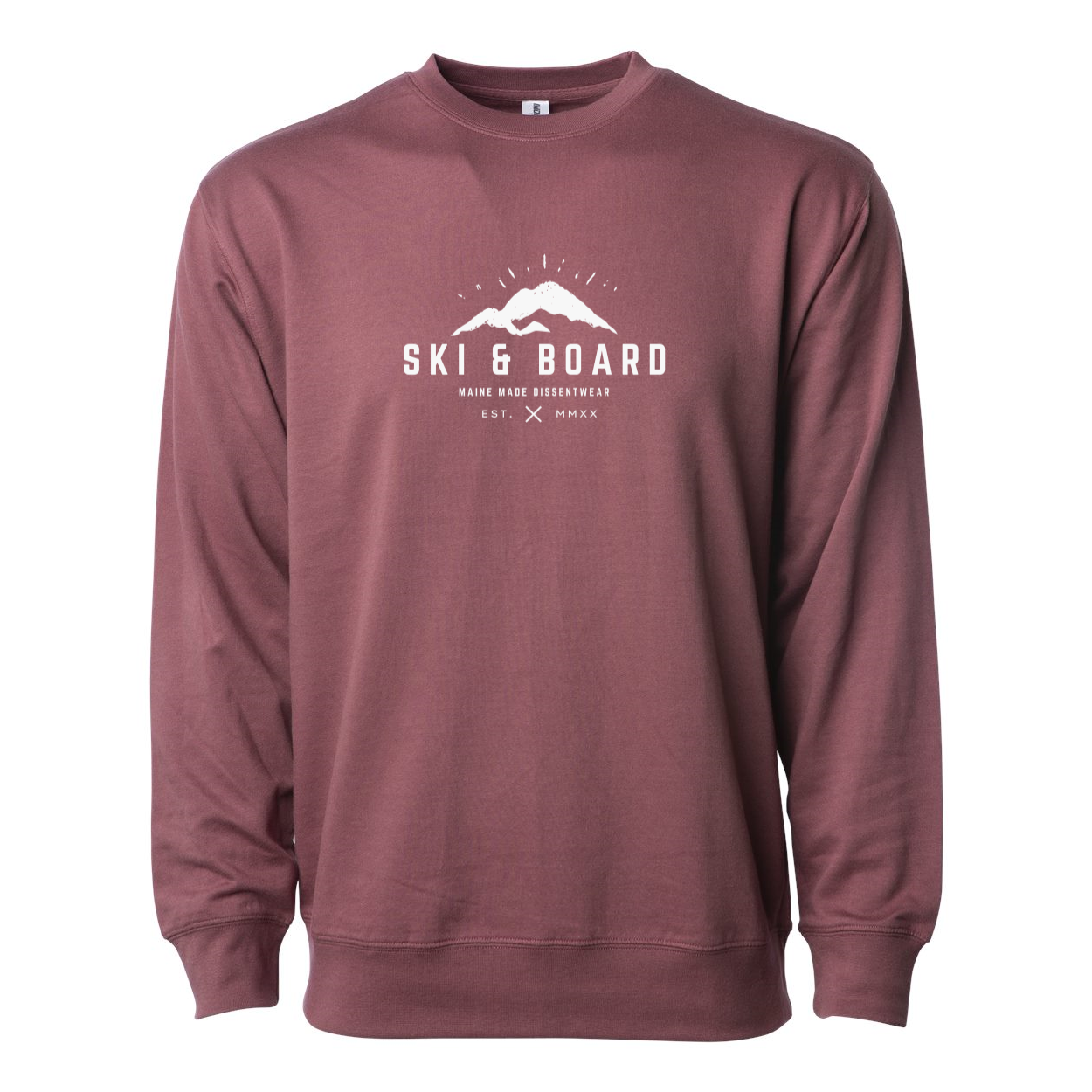 SKI &amp; BOARD LIGHT Lightweight Terry Crewneck white logo