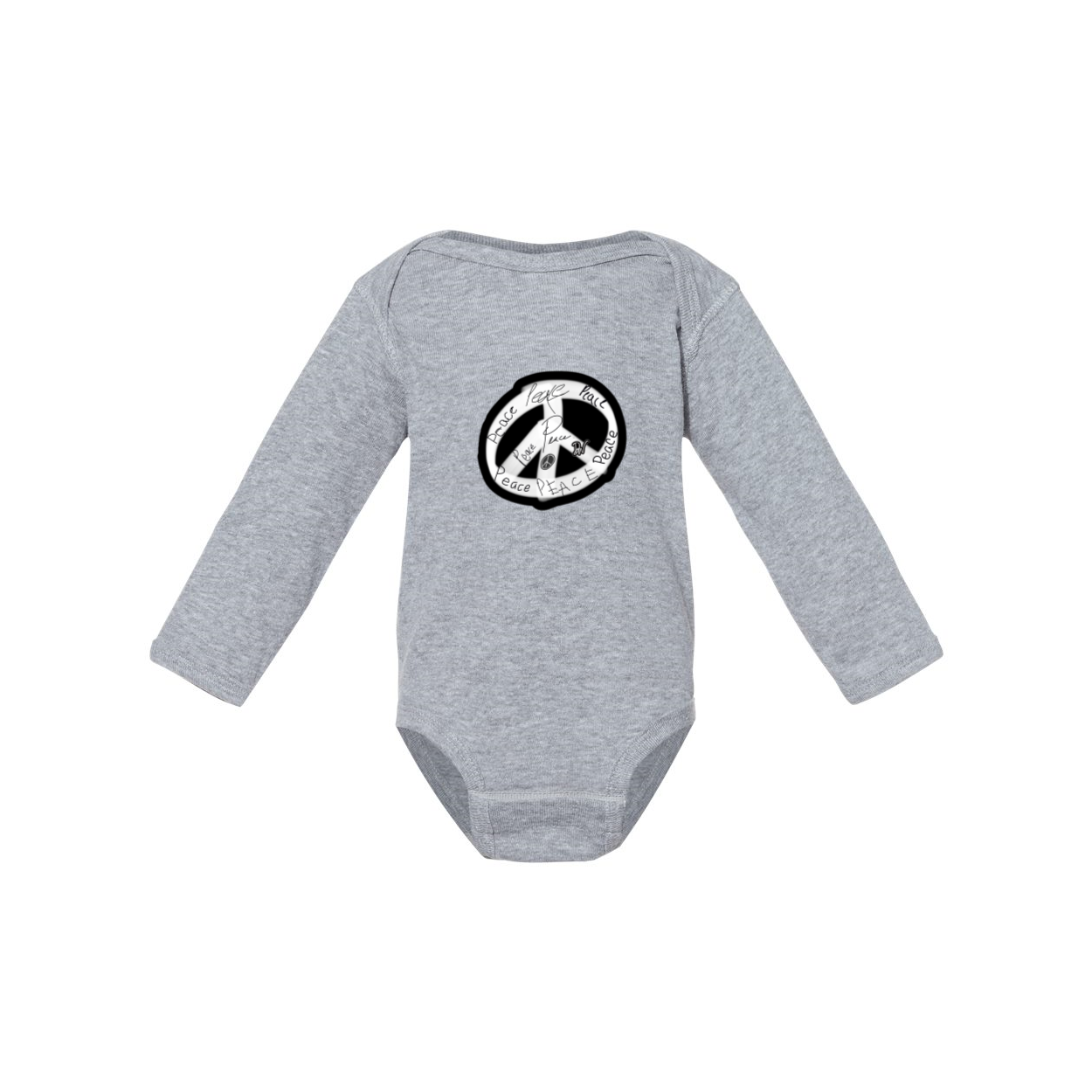 COMMUNITY PEACE ON INFANT LONG SLEEVE ONESIE