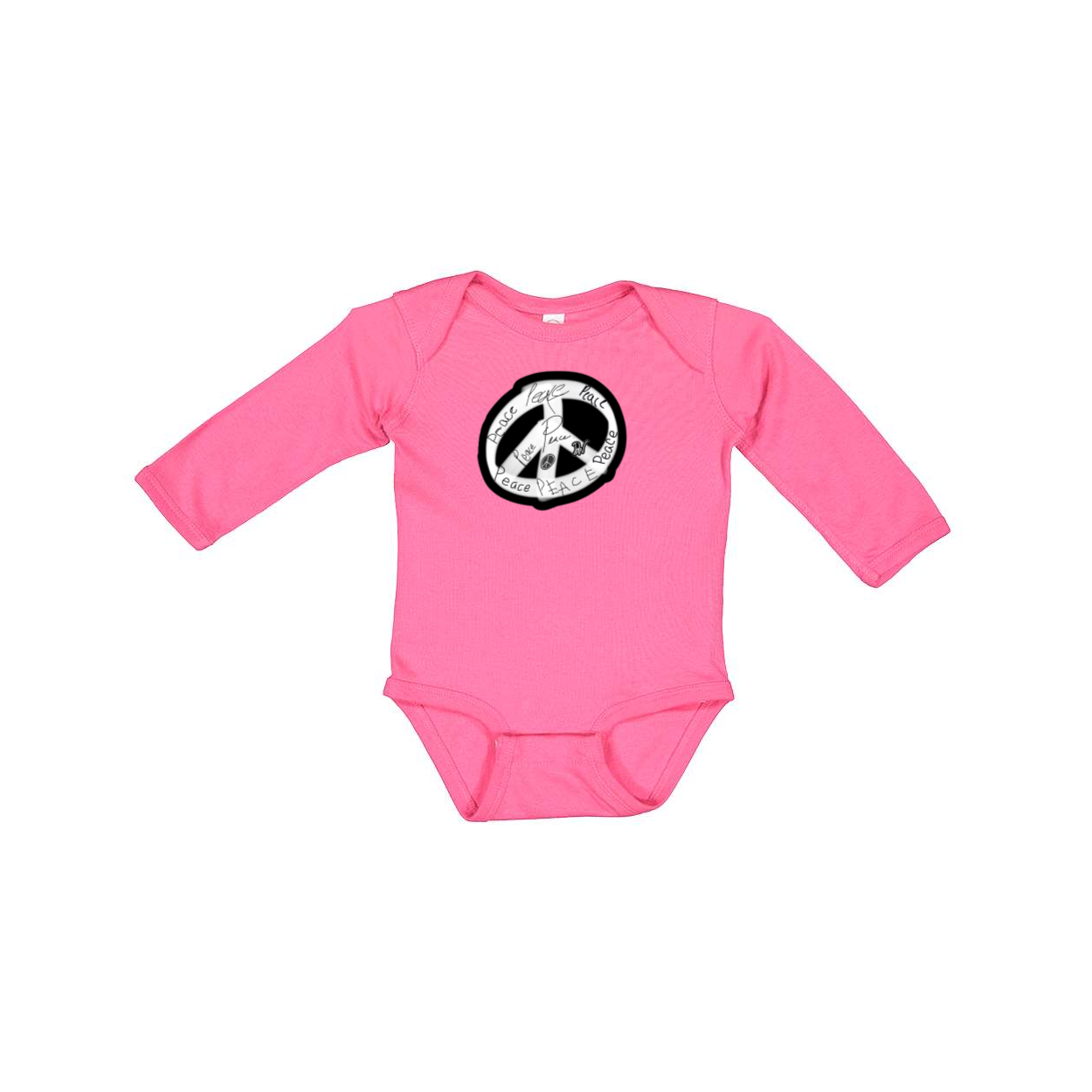 COMMUNITY PEACE ON INFANT LONG SLEEVE ONESIE