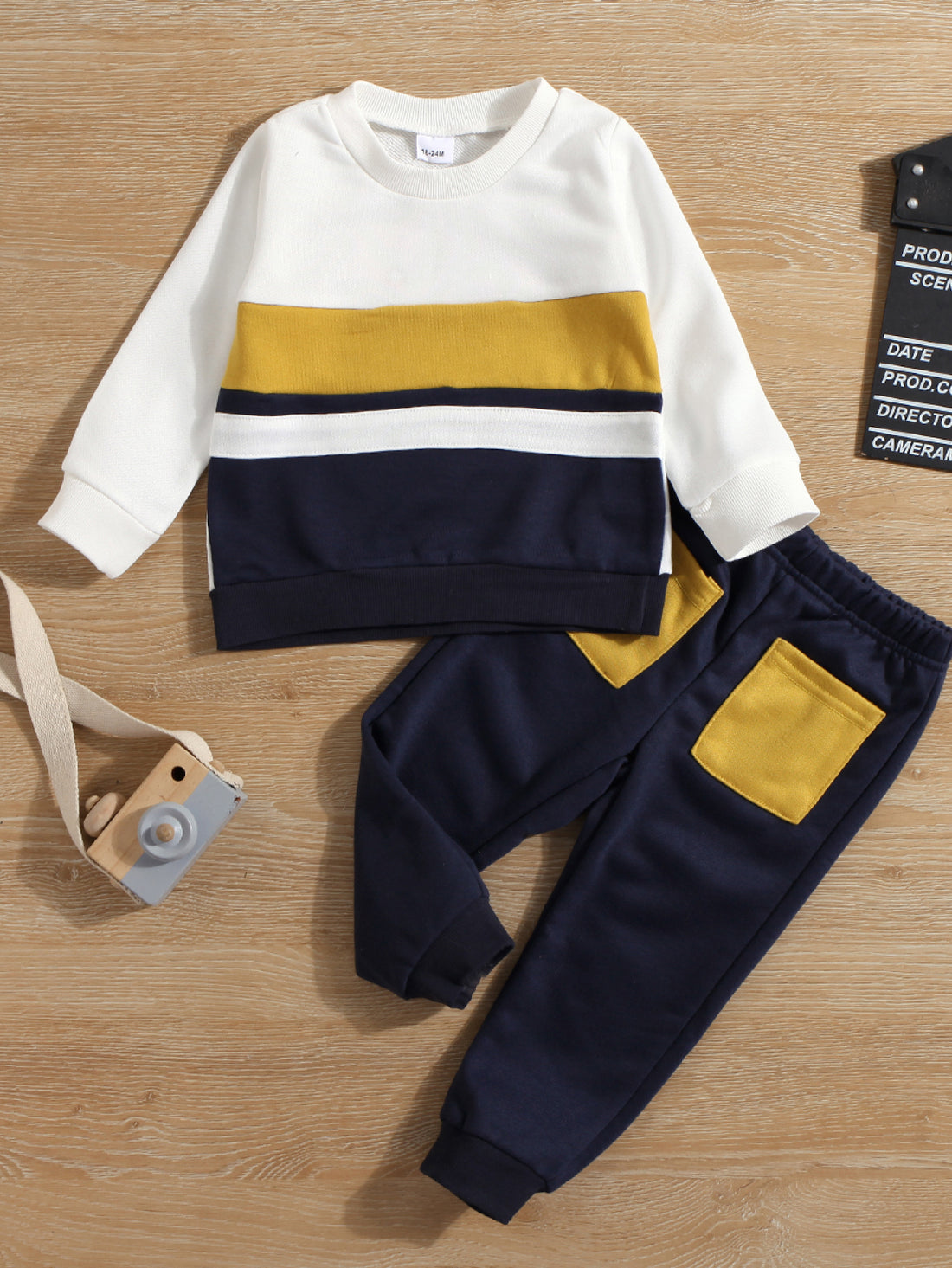 Kids Striped Sweatshirt and Pocketed Pants Set