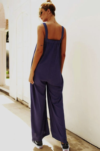 Wide Strap Wide Leg Jumpsuit