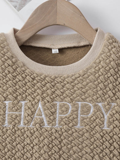 Kids HAPPY Textured Top and Joggers Set