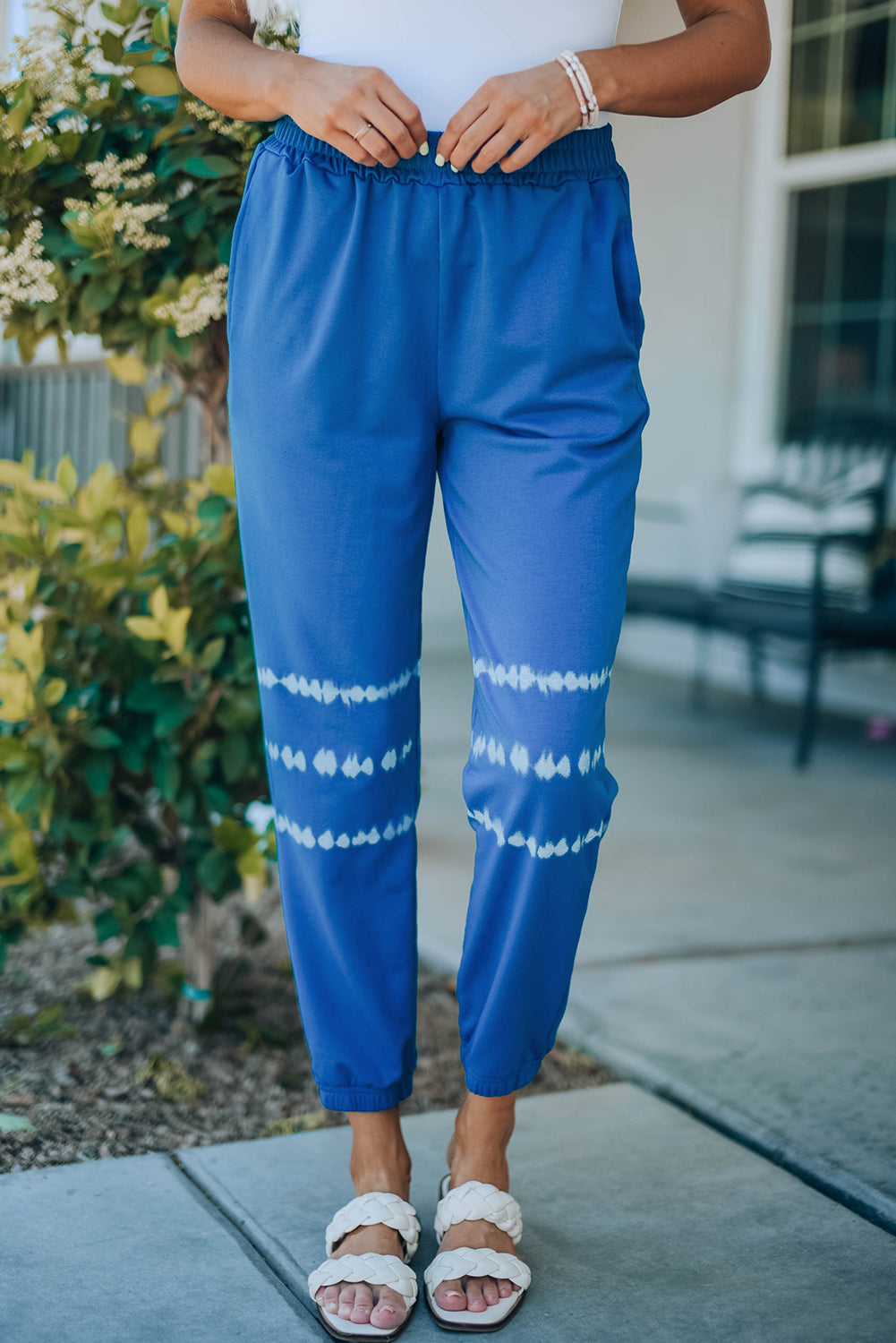 Two-Tone Elastic Waist Jogger Pants