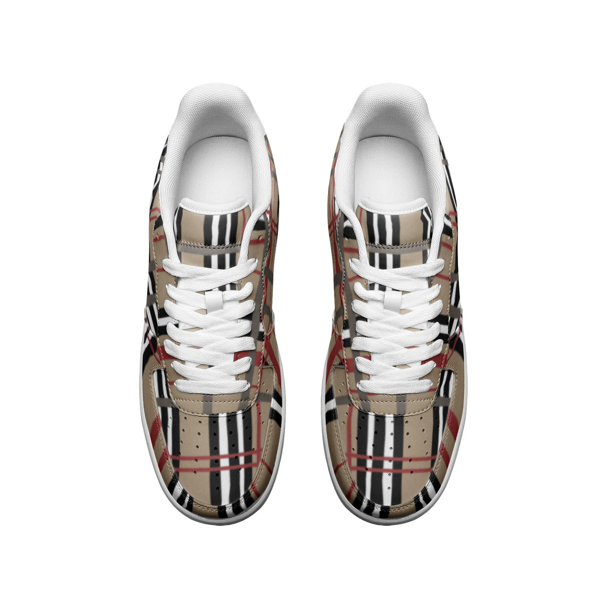 Trendy Plaid Low Top Leather Sneakers