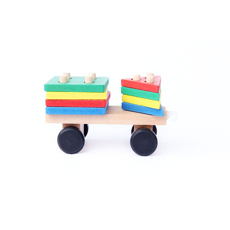 Montessori Toys Educational Wooden Toys for Children Early Learning Geometric Shapes Train Sets Three Tractor Carriage OT GRASP