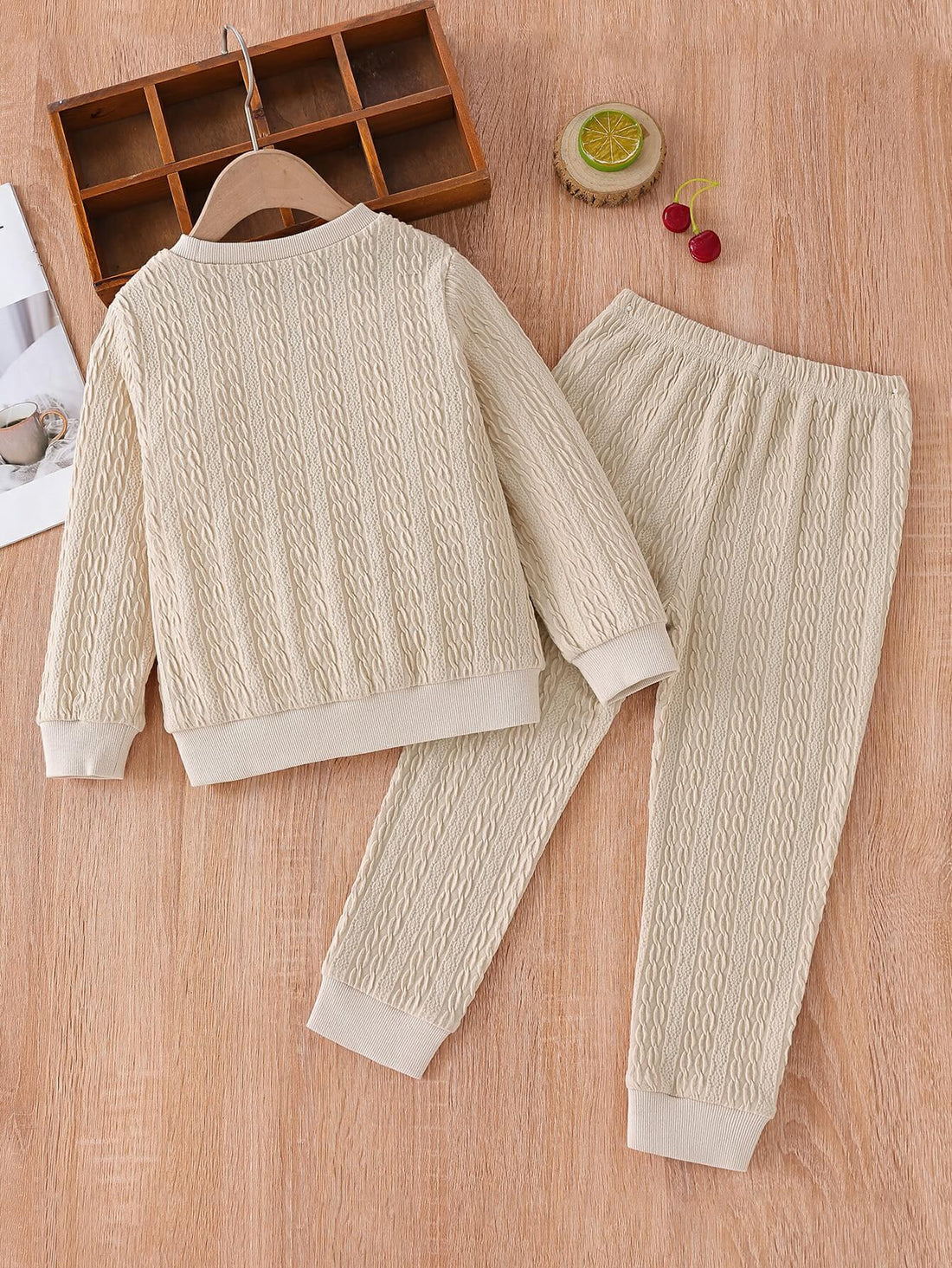 Kids Cable-Knit Texture Top and Joggers Set