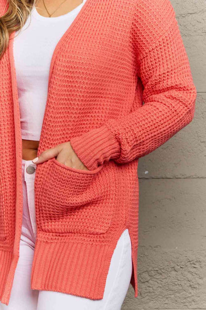 Zenana Bright &amp; Cozy Full Size Waffle Knit Cardigan