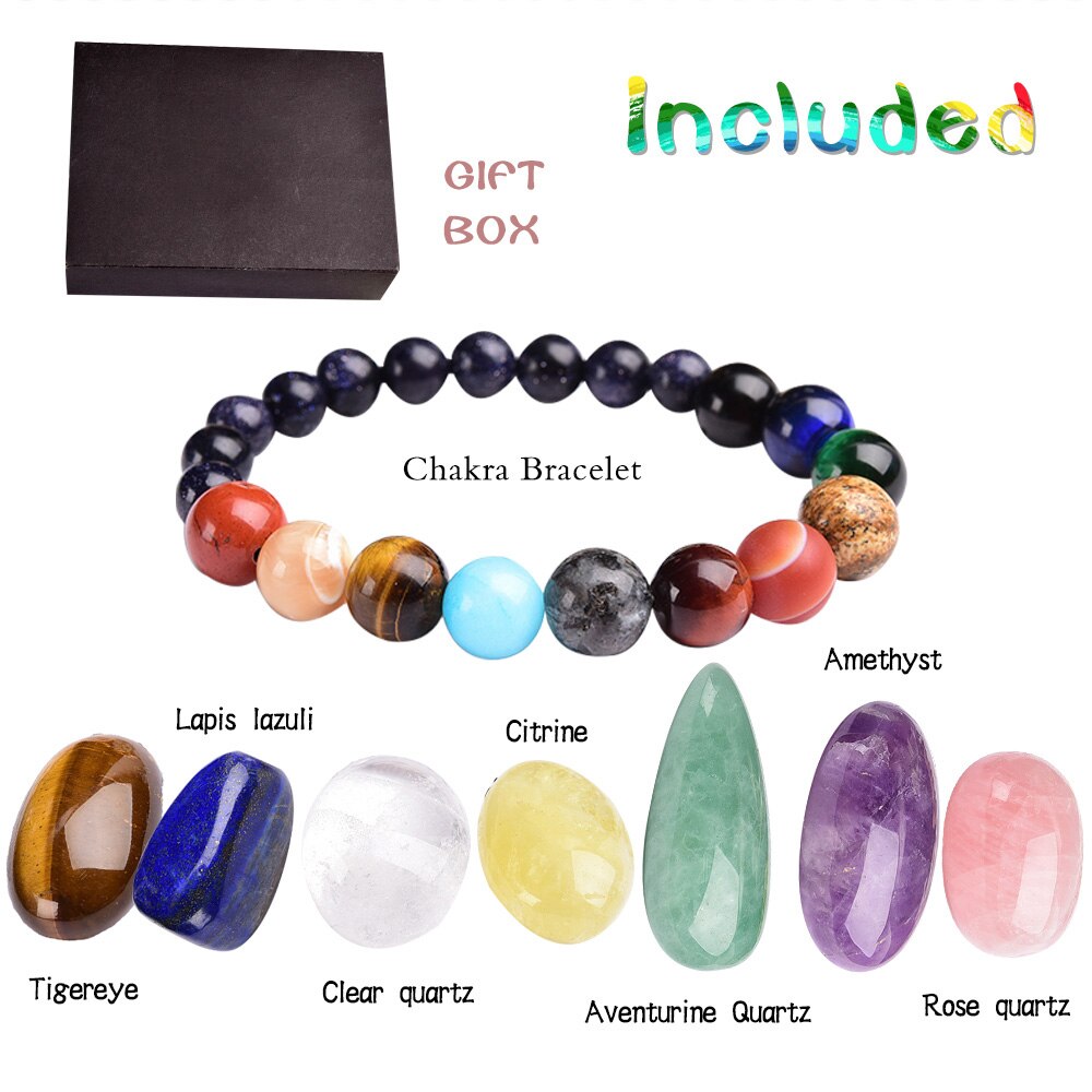 NATURAL CRYSTAL CHAKRA  STONE GIFT BOX SET