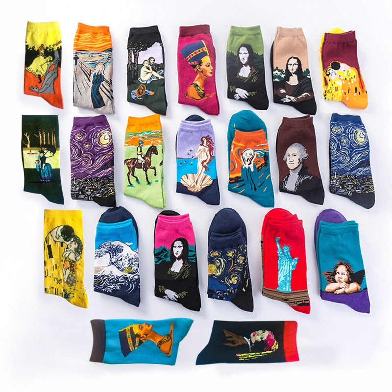 RETRO CLASSIC PAINTINGS NOVELTY SOCKS