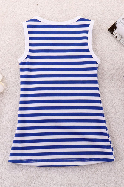 Girls Rainbow Graphic Striped Sleeveless Dress