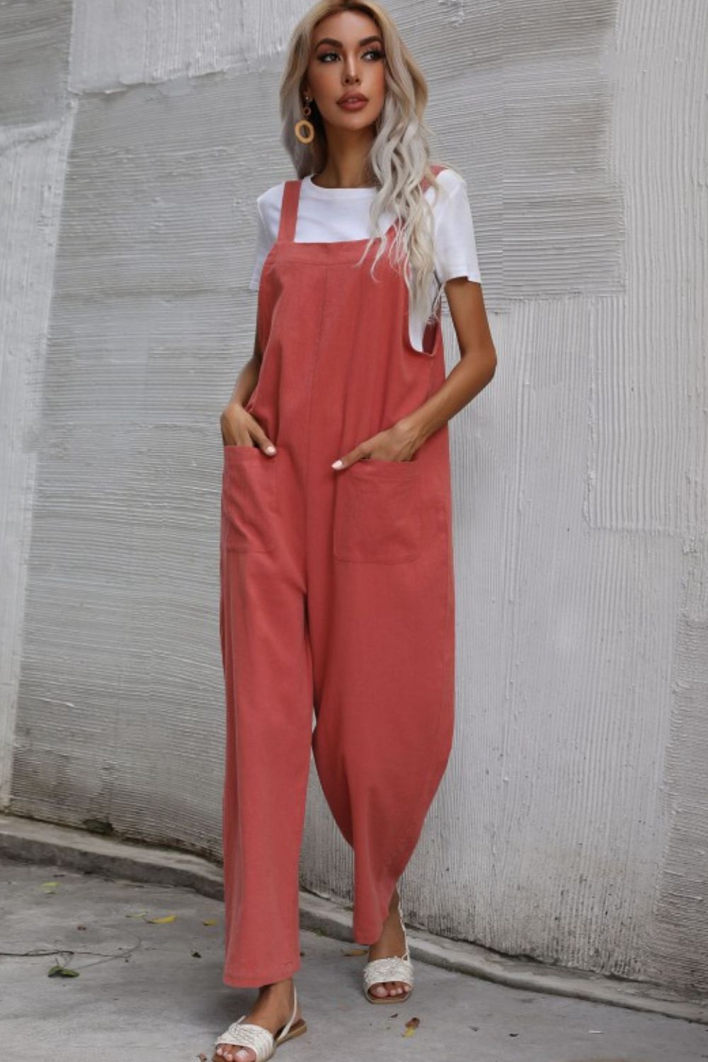 Wide Leg Overalls with Front Pockets