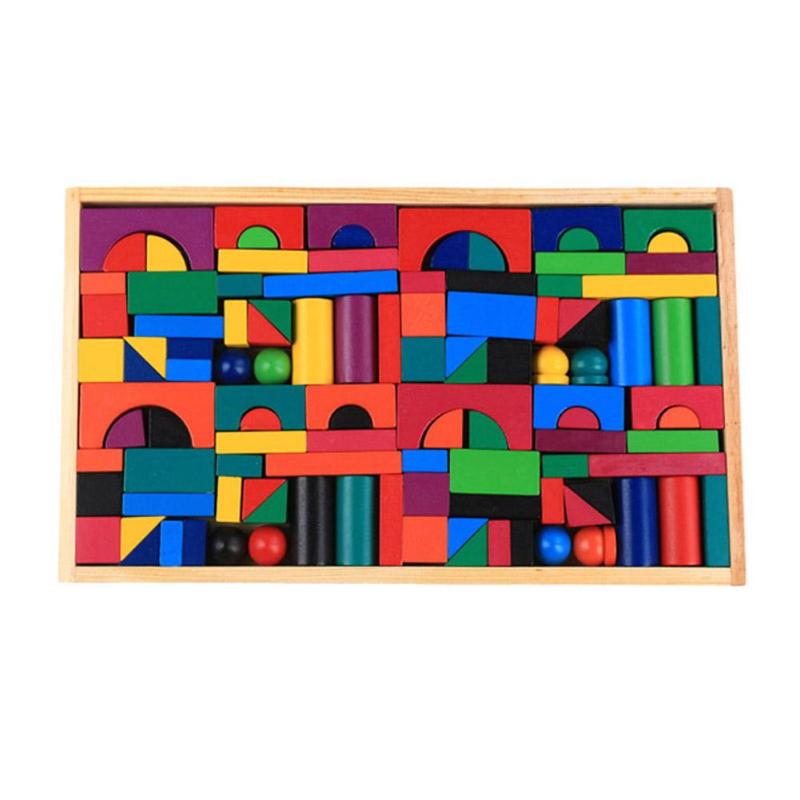 WOODEN RAINBOW BLOCKS -112 PCS BUILDING SET