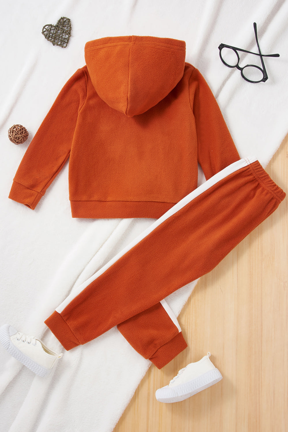 Kids Pocketed Hoodie and Side Stripe Pants Set