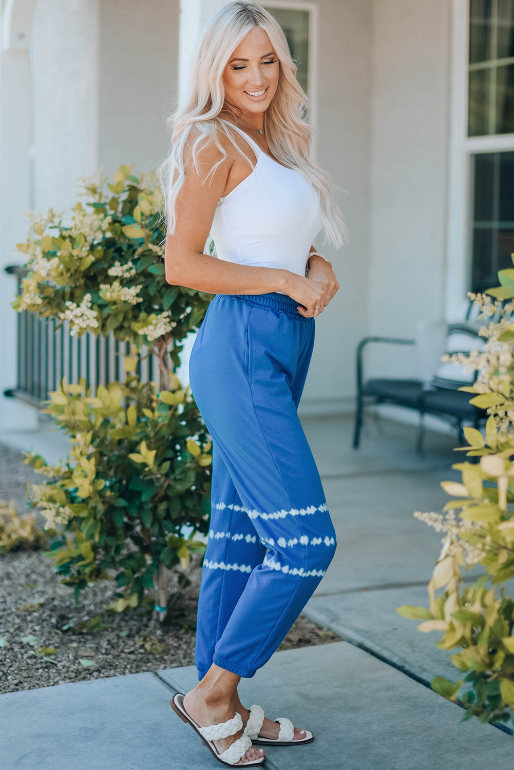 Two-Tone Elastic Waist Jogger Pants