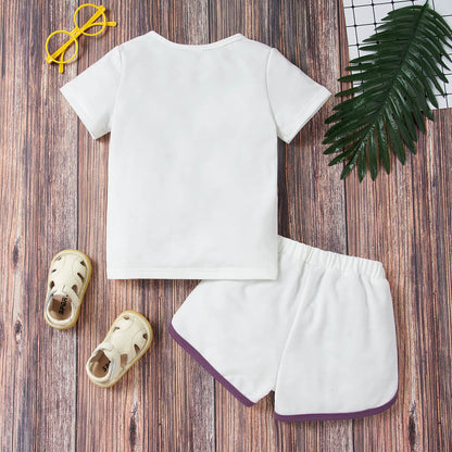 Kids Quarter Button T-Shirt and Drawstring Waist Shorts Set