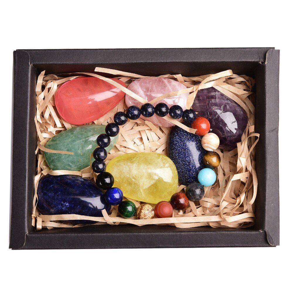 NATURAL CRYSTAL CHAKRA  STONE GIFT BOX SET