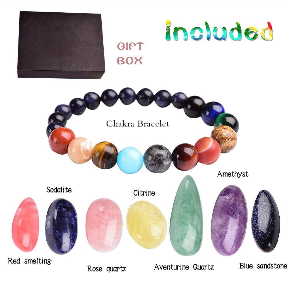 NATURAL CRYSTAL CHAKRA  STONE GIFT BOX SET