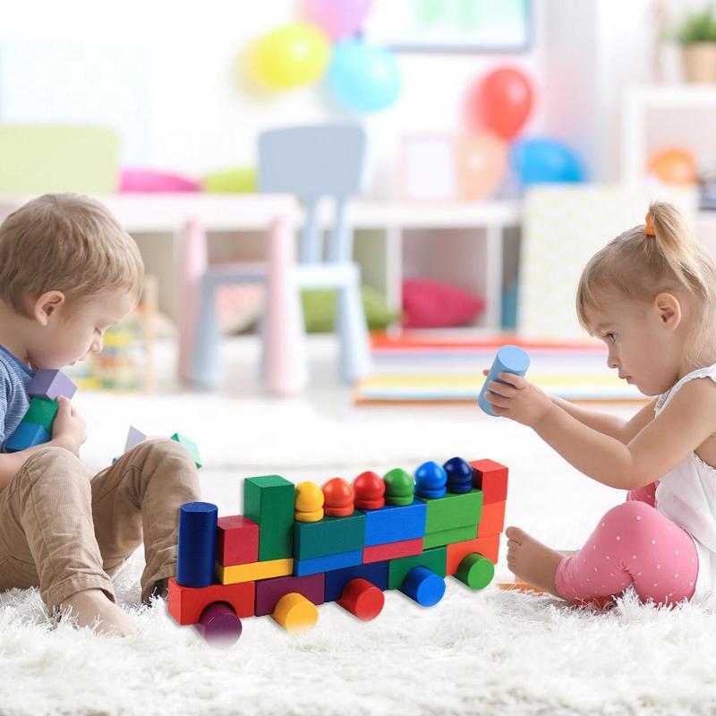 WOODEN RAINBOW BLOCKS -112 PCS BUILDING SET