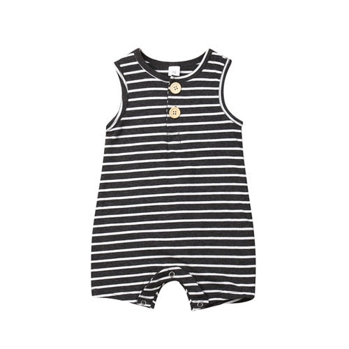 Trendy Striped Shortie Romper with multiple color options.