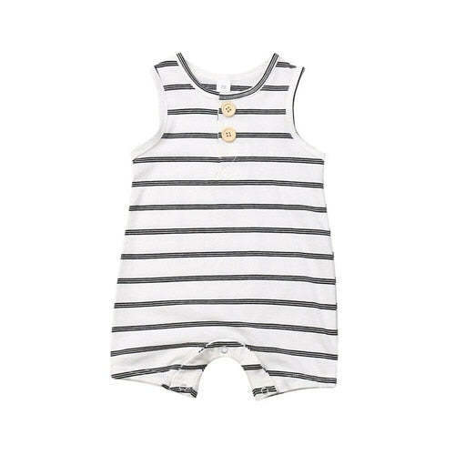 Trendy Striped Shortie Romper with multiple color options.