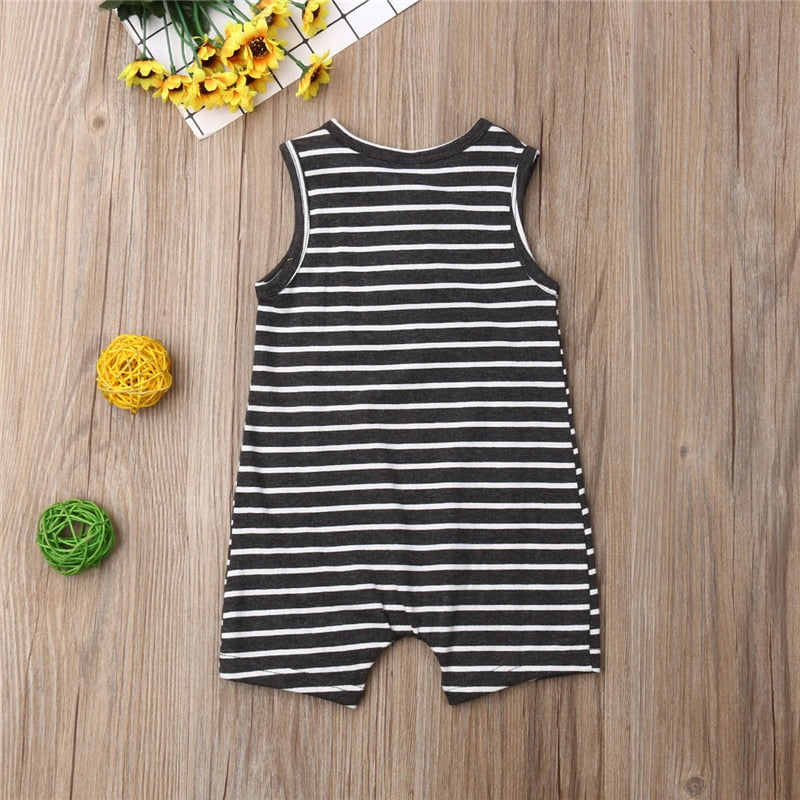 Trendy Striped Shortie Romper with multiple color options.