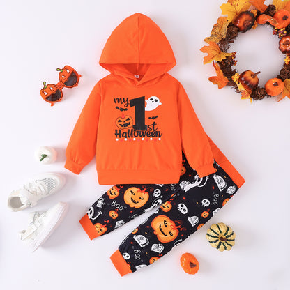 BOO Graphic Long Sleeve Hoodie and Printed Pants Set