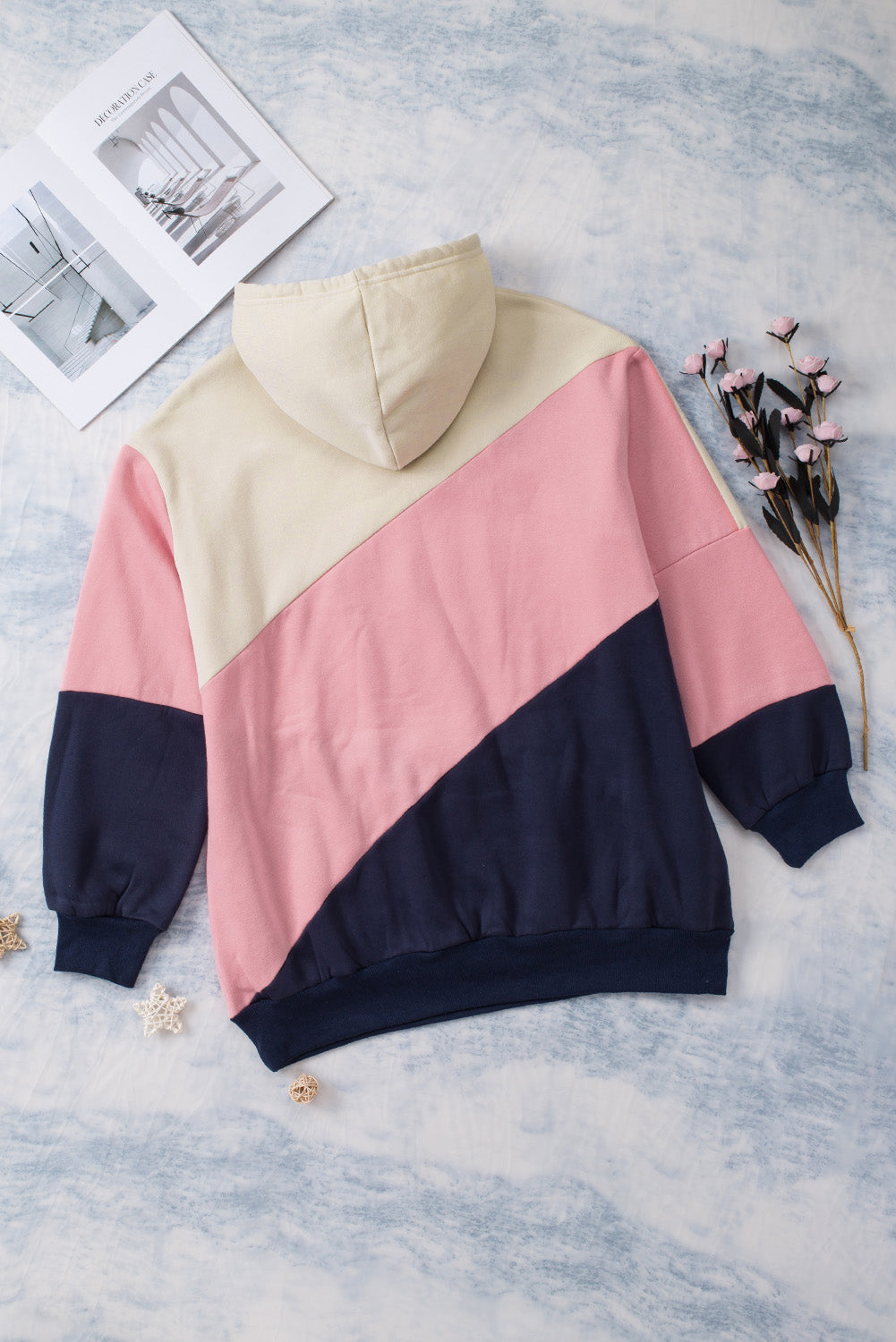 Plus Size Tie-Dye and Color Block Drawstring Detail Hoodies. (3different patterns)