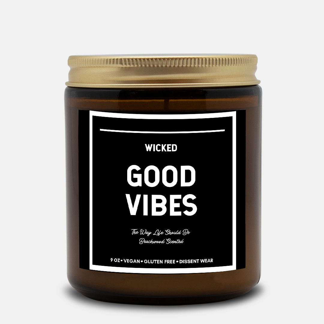 Wicked Good Vibes Candle Amber Jar 9oz Novelty Gift, Holiday, Birthday, Fun