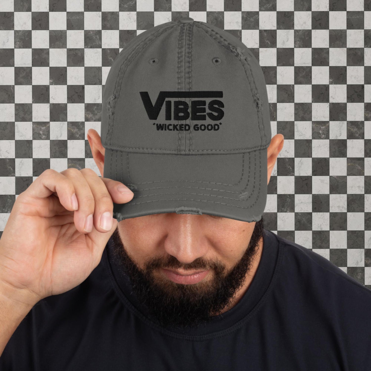 VIBES &quot;WICKED GOOD&quot; Vans style distressed hat multiple color options