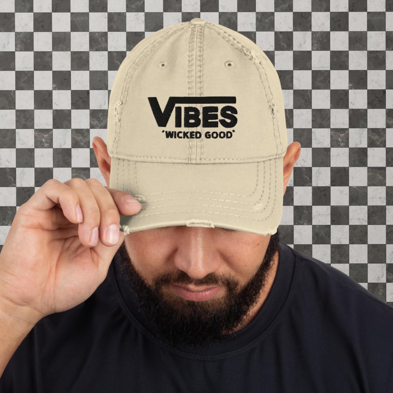 VIBES &quot;WICKED GOOD&quot; Vans style distressed hat multiple color options