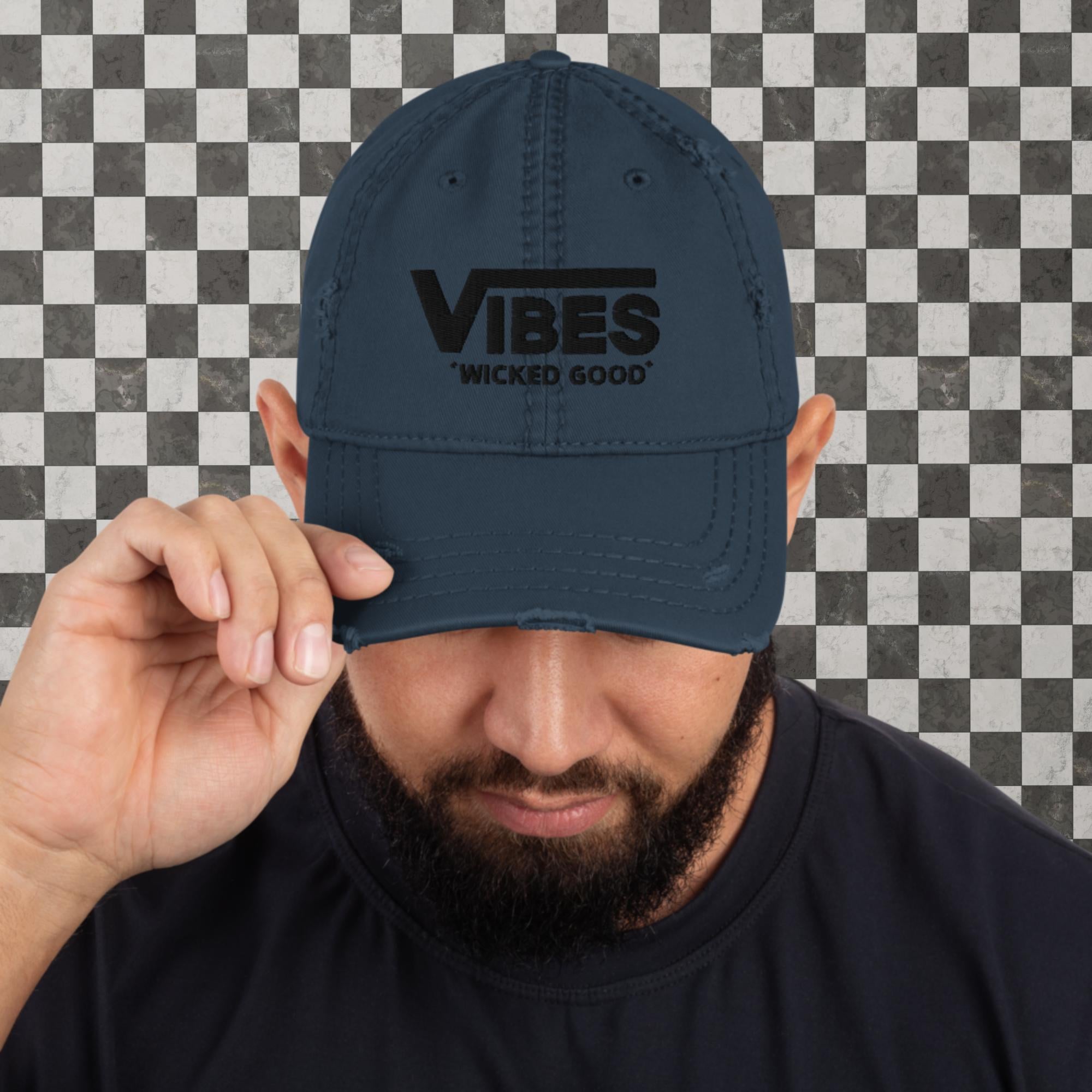 VIBES &quot;WICKED GOOD&quot; Vans style distressed hat multiple color options