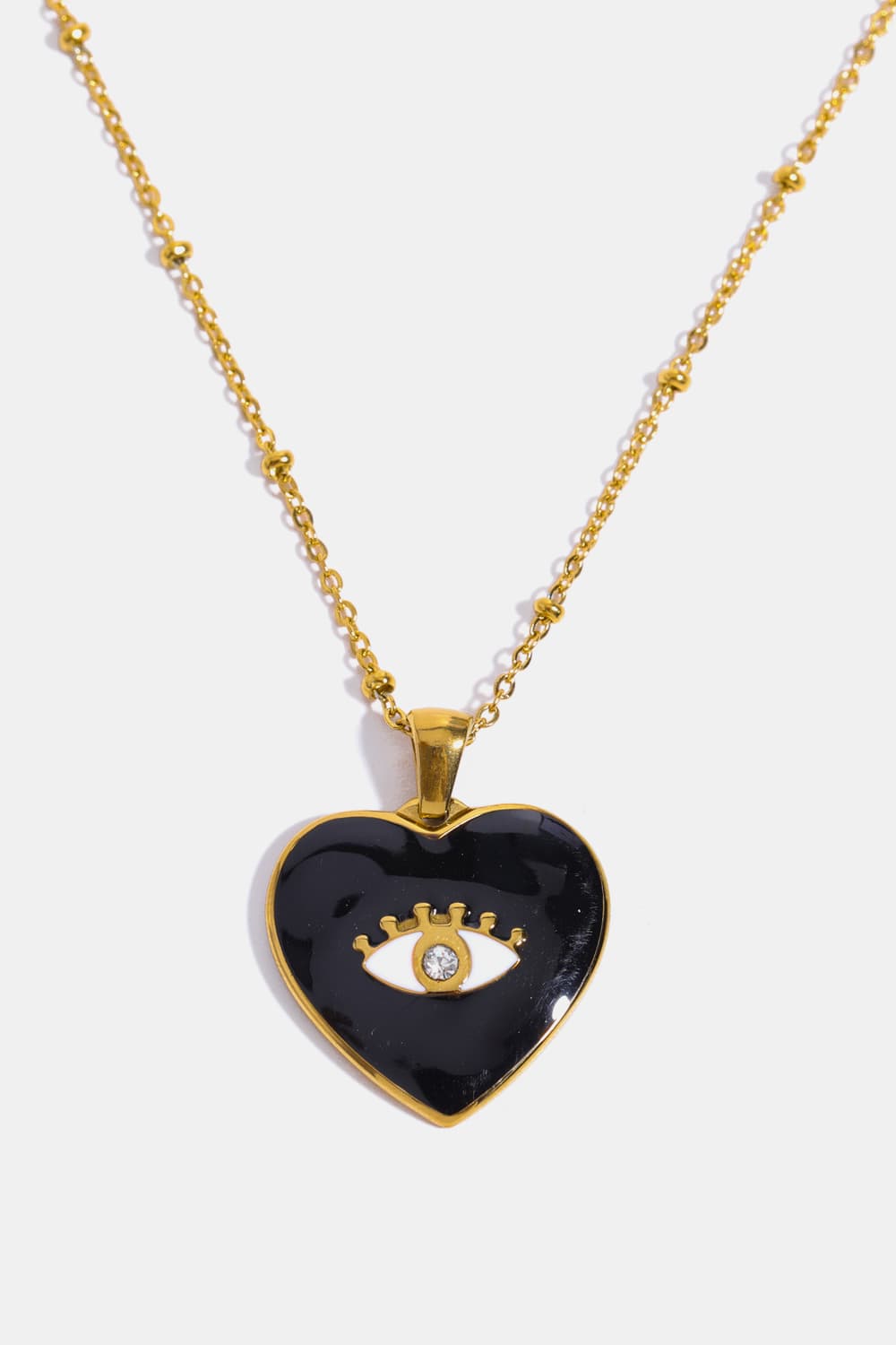 Heart &amp; Evil Eye Shape 18K Gold Plated Pendant Necklace