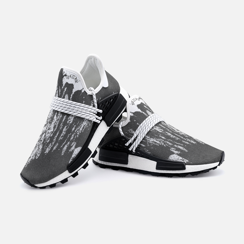 GENDER NEUTRAL LIGHT WEIGHT SNEAKER IN GRAY &amp; WHITE ABSTRACT