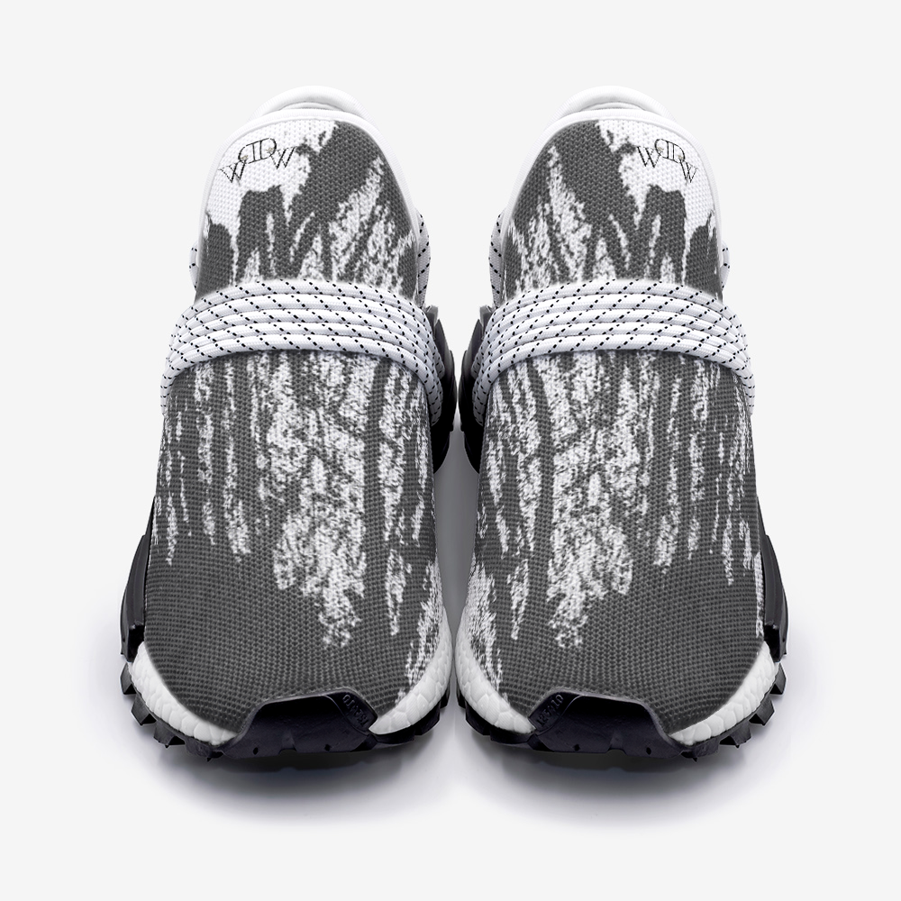 GENDER NEUTRAL LIGHT WEIGHT SNEAKER IN GRAY &amp; WHITE ABSTRACT