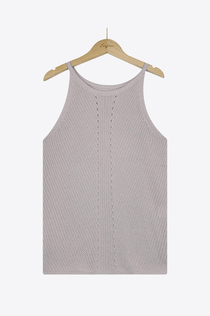 Openwork Grecian Neck Knit Tank Top