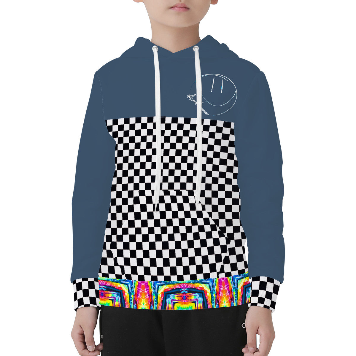 Youth Tie Dye &amp; Checkerboard Hoodie