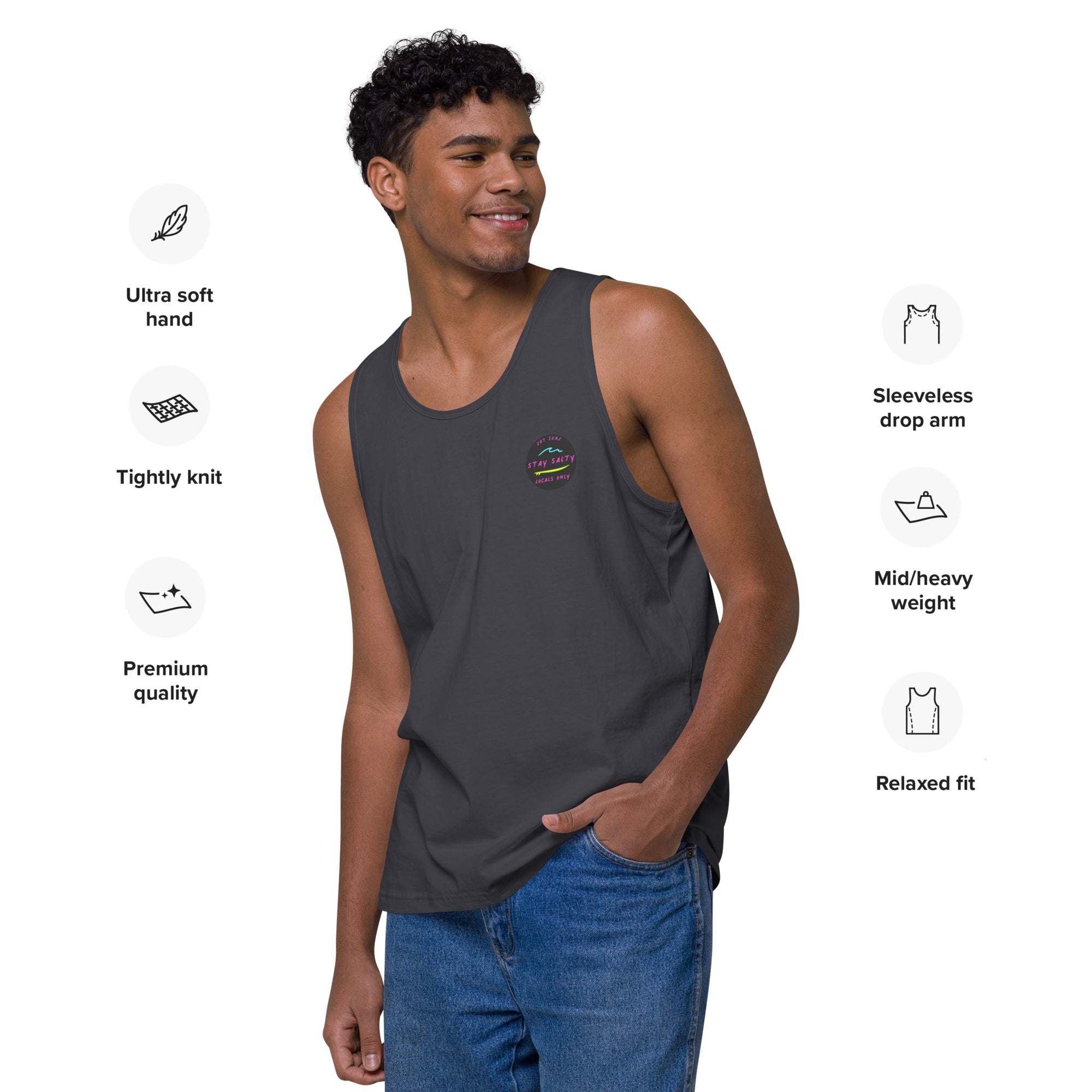 STAY SALTY embroiled Men’s premium tank top