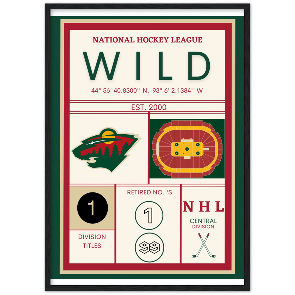 MINNESOTA WILD CUSTOM Premium Matte Paper Wooden Framed Poster