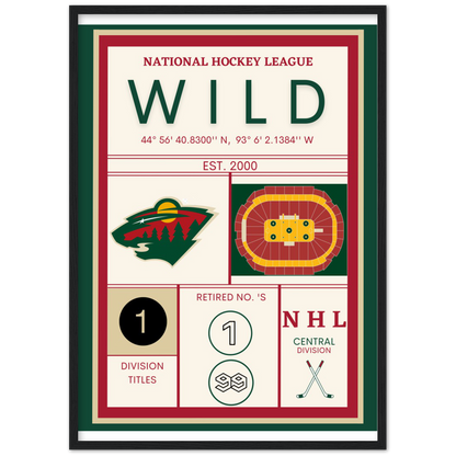 MINNESOTA WILD CUSTOM Premium Matte Paper Wooden Framed Poster