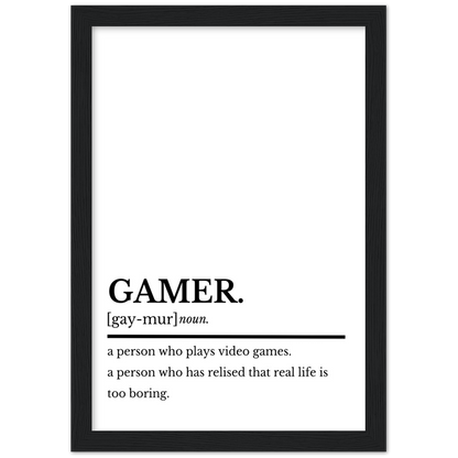 GAMER Art Wall Decor Premium Matte Paper Wooden Framed Print