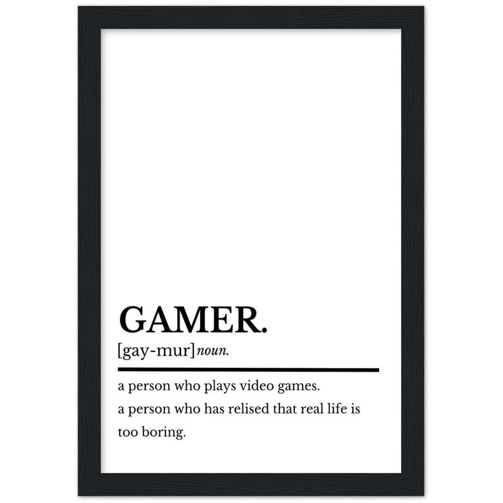 GAMER Art Wall Decor Premium Matte Paper Wooden Framed Print