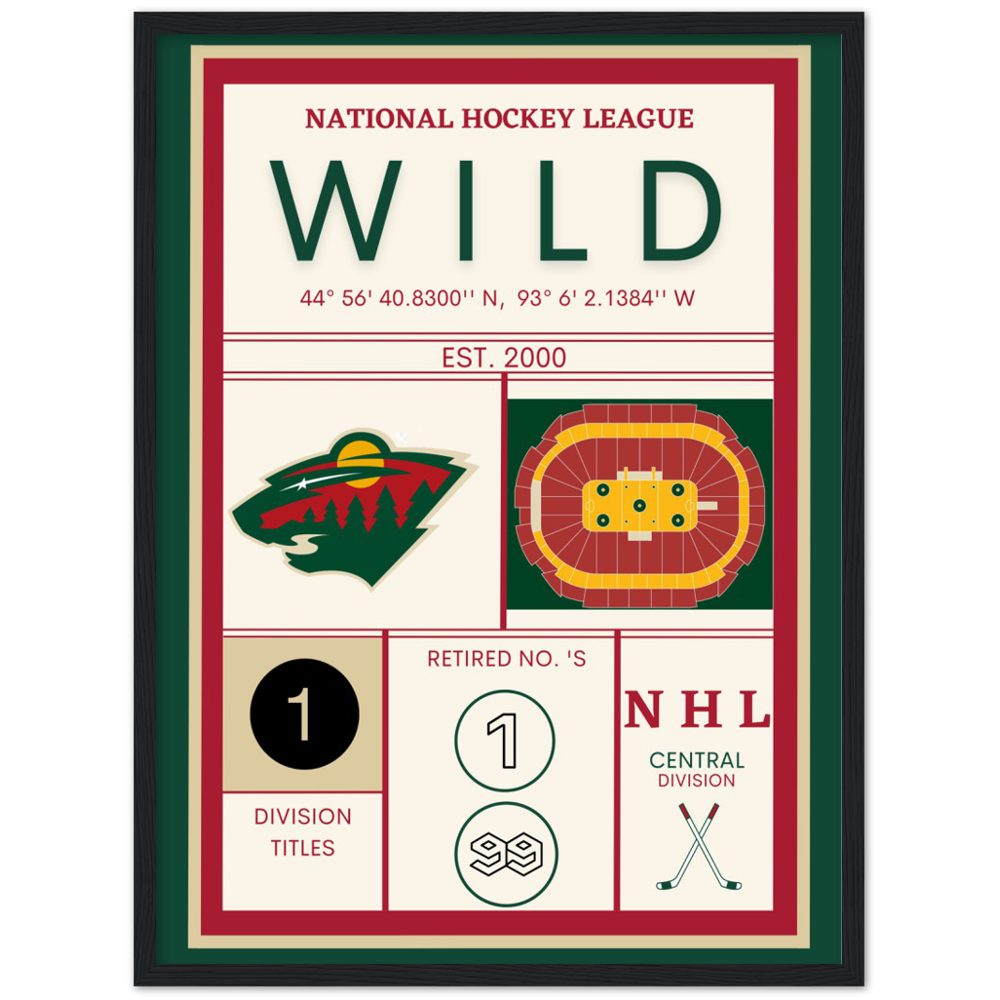 MINNESOTA WILD CUSTOM Premium Matte Paper Wooden Framed Poster