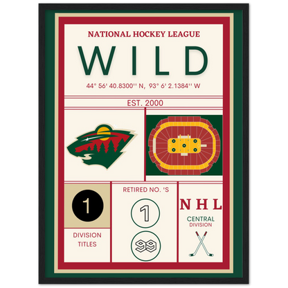 MINNESOTA WILD CUSTOM Premium Matte Paper Wooden Framed Poster