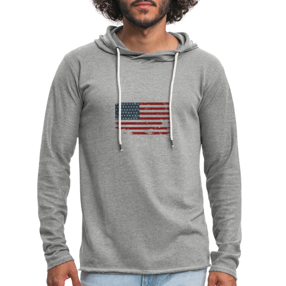 VINTAGE AMERICAN FLAG LIGHTWEIGHT TERRY HOODIE - heather gray