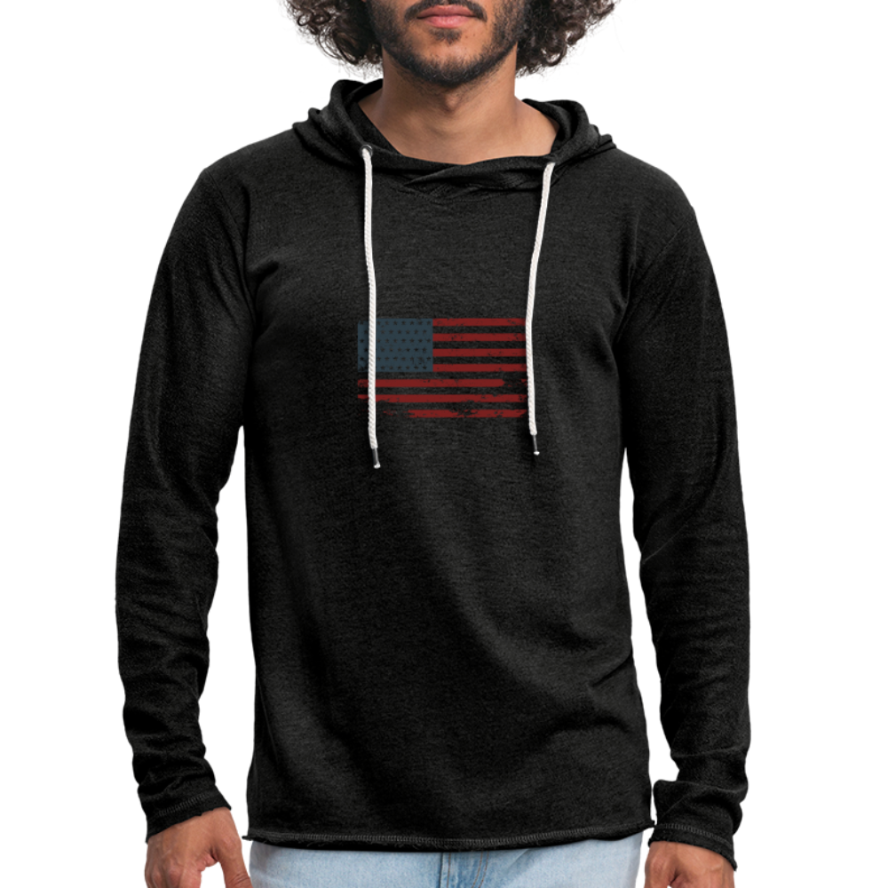 VINTAGE AMERICAN FLAG LIGHTWEIGHT TERRY HOODIE - charcoal gray