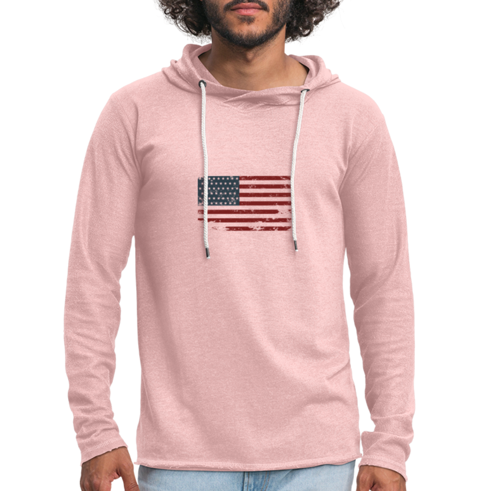 VINTAGE AMERICAN FLAG LIGHTWEIGHT TERRY HOODIE - cream heather pink