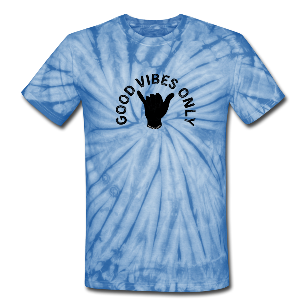 GOOD VIBES ONLY TIE DYE TEE - spider baby blue