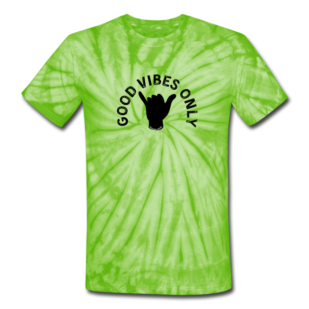 GOOD VIBES ONLY TIE DYE TEE - spider lime green