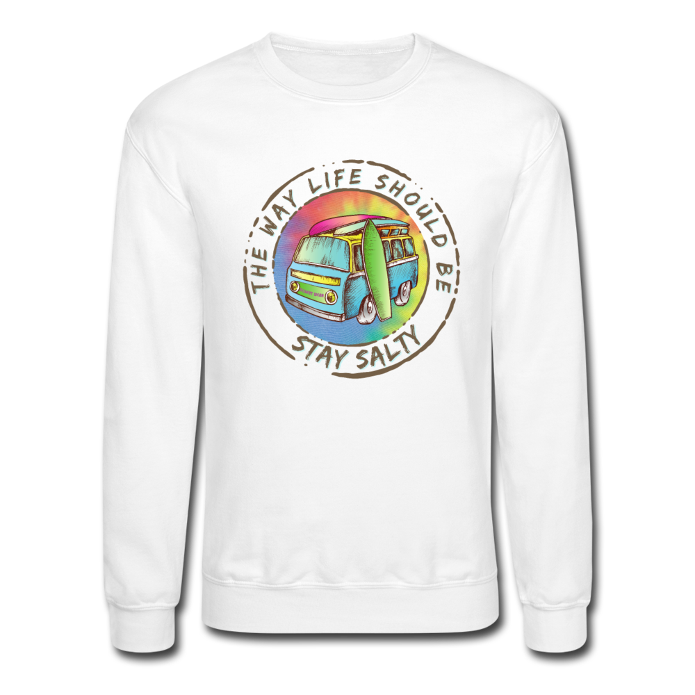 THE WAY LIFE SHOULD BE SURF AND SALT Crewneck Sweatshirt - white