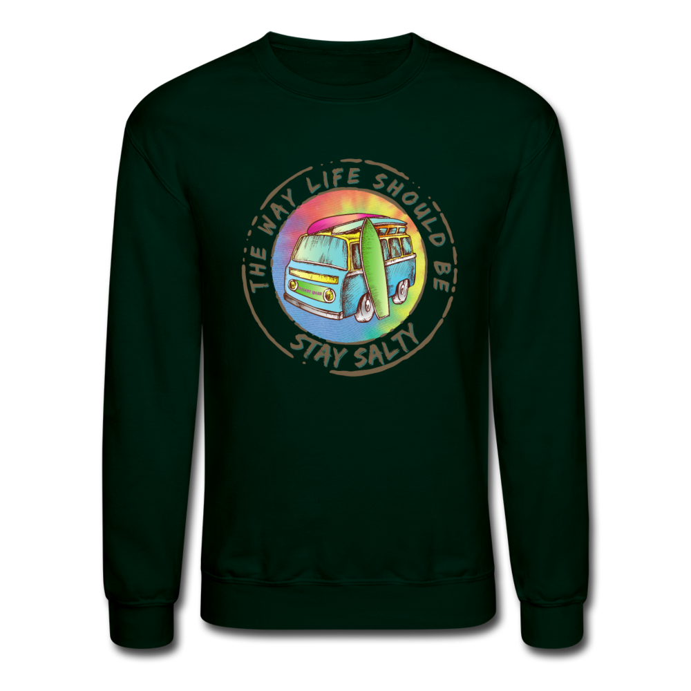 THE WAY LIFE SHOULD BE SURF AND SALT Crewneck Sweatshirt - forest green